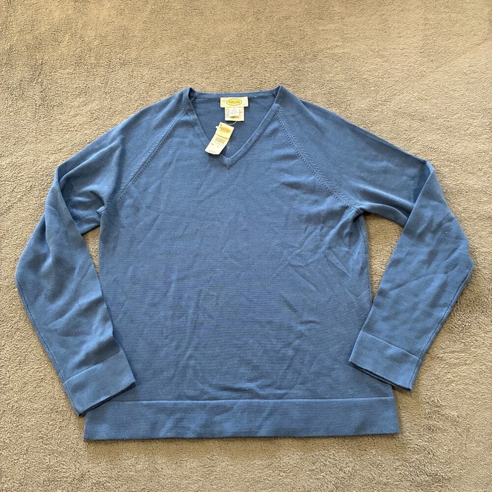 Talbots Light Blue Ribbed Cuffs Long Sleeve V-Neck Pullover Sweater Women's Sz S